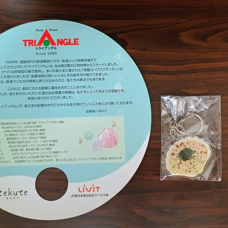 【新品未開封】仙台 パスタハウス トライアングル キーホルダー うちわ 仙台駅1階の「パスタハウス トライアングル」でオリジナルキーホルダー